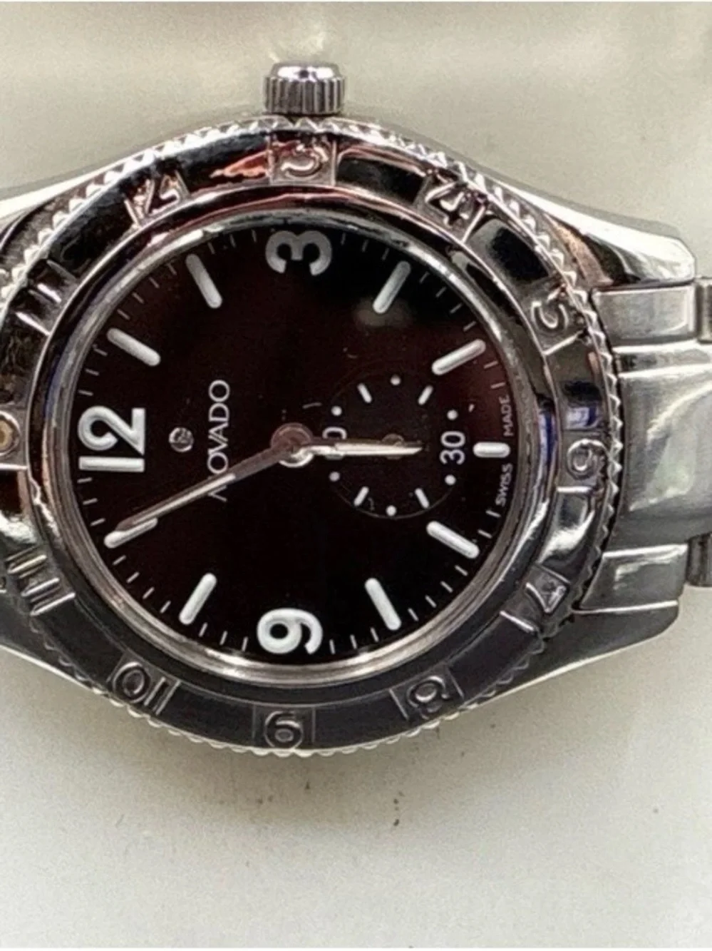 Movado Swiss Made Stainless Steel Black Dial Watch